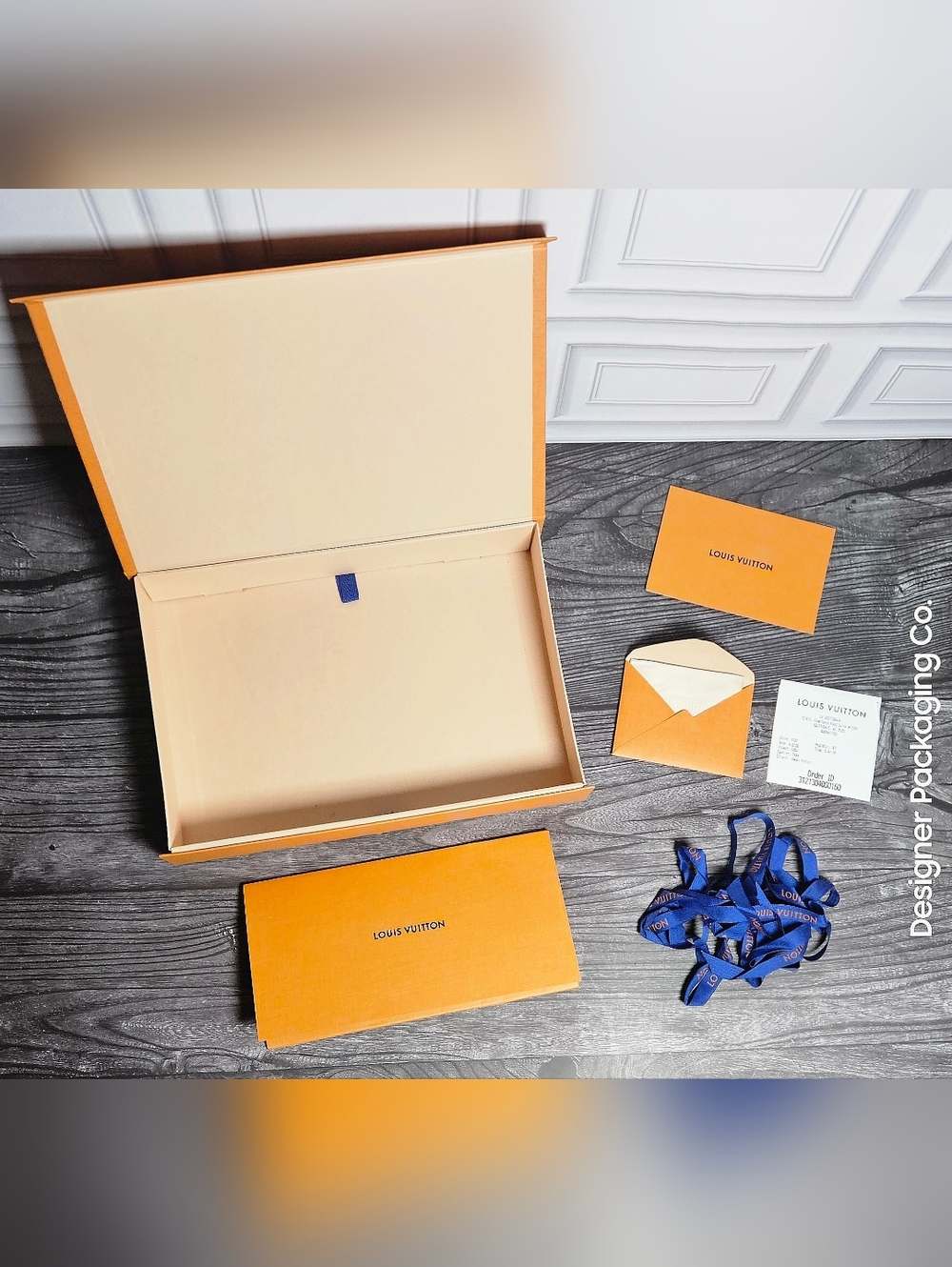 NEW Louis Vuitton Large Magnetic Wallet Gift Box Set Receipt Ribbon Card Holder - Picture 2 of 13